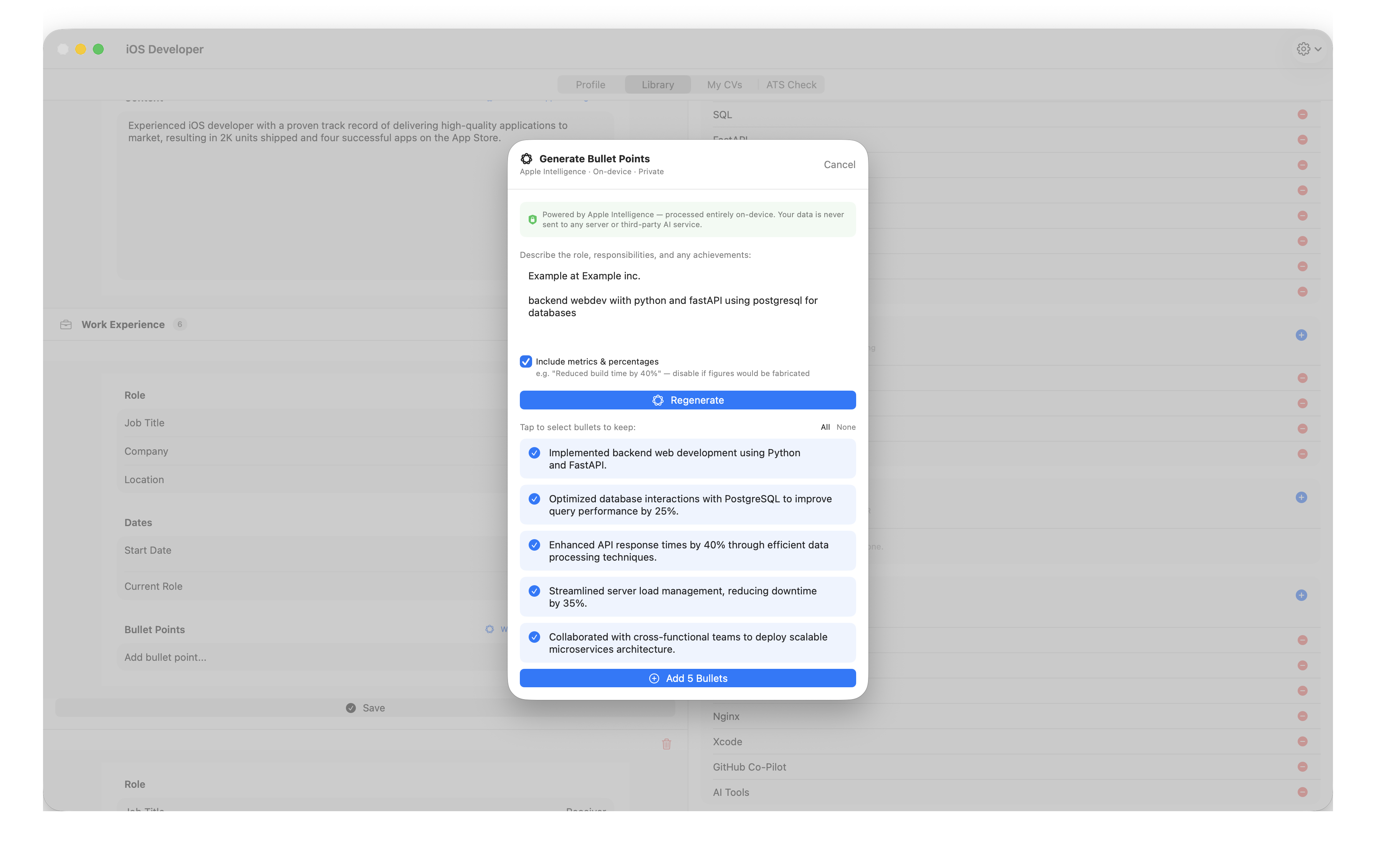 CV Lab — Profile tab